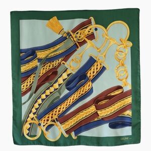 Celine Green Silk Scarf
